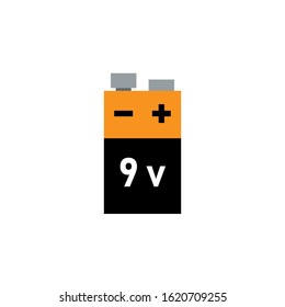 9 volt battery icon. Clipart image isolated on white background