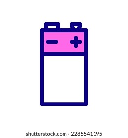9 volt battery icon in filled color style