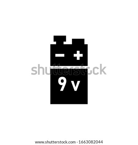 9 volt battery silhouette icon. Clipart image isolated on white background