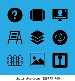 9 wall icons with fence and picture in this set