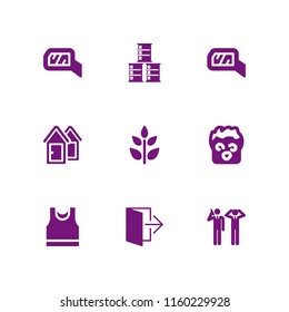 9 wall icons in vector set. exit, mirror, problem and dazed illustration for web and graphic design