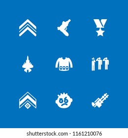9 war icons in vector set. tough, army, military and gun illustration for web and graphic design