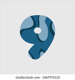 9 Water Font Vector Template Design Illustration