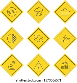 Natural Disaster Warning Signs Caution Danger Stock Vector (Royalty ...