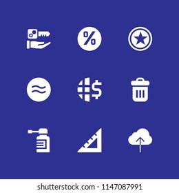 9 web icon set with key, trash and money vector illustration for graphic design and web