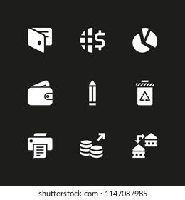 9 web icon set with trash, wallet and money vector illustration for graphic design and web