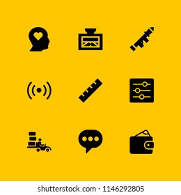 9 web icon set with wallet, wifi and profile vector illustration for graphic design and web