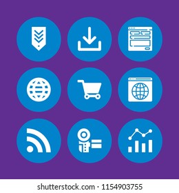 9 website icons in vector set. rank, web site, blog and download illustration for web and graphic design