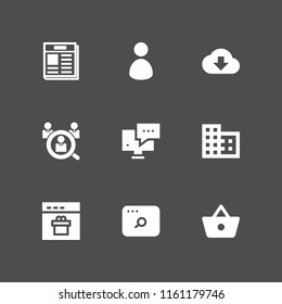 9 website icons in vector set. user, url, download and shopping basket button illustration for web and graphic design