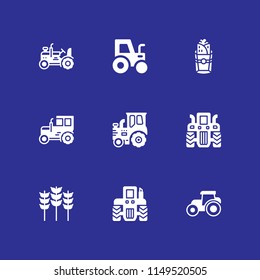 9 wheat icon set with burrito, tractor and grains vector illustration for graphic design and web