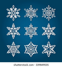 9 White Snowflakes