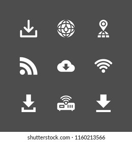 9 wifi icons in vector set. download, wifi signal, rss and router illustration for web and graphic design
