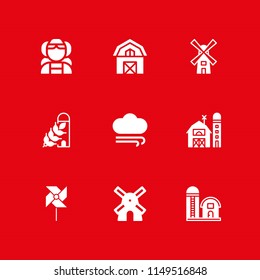 9 windmill icon set with dutch, barn and windmill vector illustration for graphic design and web