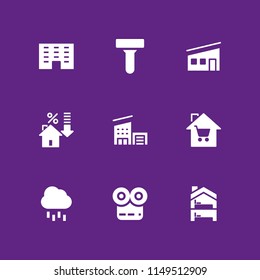 9 window icon set with  building and house vector illustration for graphic design and web