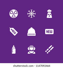 9 winter icon set with greenlander, ski and winter hat vector illustration for graphic design and web