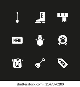 9 winter icon set with new, scarf and shovel vector illustration for graphic design and web