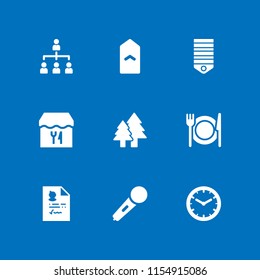 9 wood icons in vector set. food, organization, food and restaurant and winter illustration for web and graphic design