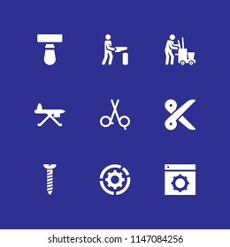 9 work icon set with cleaning, blade and hair salon vector illustration for graphic design and web