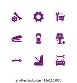 9 wrench icons in vector set. mechanic, work tools, auto and repair illustration for web and graphic design