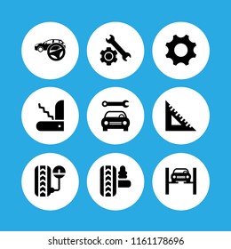 9 wrench icons in vector set. repair, work tools, mechanic and construction and tools illustration for web and graphic design