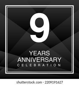 9 Year Anniversary Celebration Logo Vector On Red Background, 9 Number Design, 9th Birthday Logo, Logotype Number, Vector Anniversary For Celebration, Invitation Card, And Greeting Card