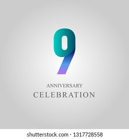 9 Year Anniversary Celebration Vector Template Design Illustration