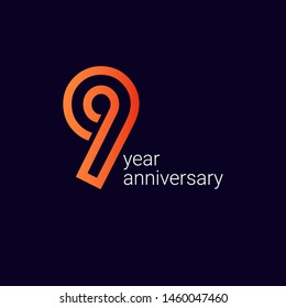 9 Year Anniversary Celebration Vector Template Design Illustration