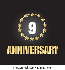 9 year anniversary celebration, vector design for celebrations, invitation cards and greeting cards