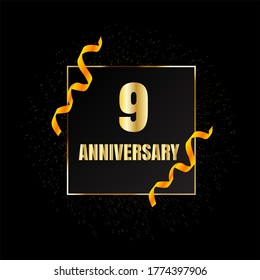 9 year anniversary celebration, vector design for celebrations, invitation cards and greeting cards