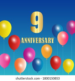 Celebración de 9 años, diseño vectorial para celebraciones, tarjetas de invitación y tarjetas de felicitación