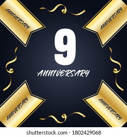 9 year anniversary celebration, vector design for celebrations, invitation cards and greeting cards
