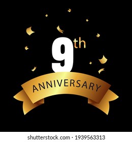 9 year anniversary celebration, vector design for celebrations, invitation cards and greeting cards