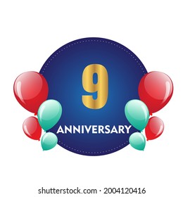 9 year anniversary celebration, vector design for celebrations, invitation cards and greeting cards