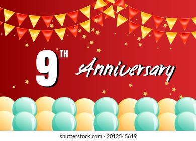 9 year anniversary celebration, vector design for celebrations, invitation cards and greeting cards