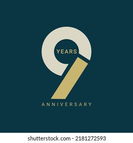 9 Year Anniversary Logo, Vector Template Design element for birthday, invitation, wedding, jubilee and greeting card illustration.