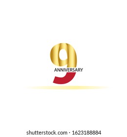 9 Year Anniversary Vector Template Design Illustration