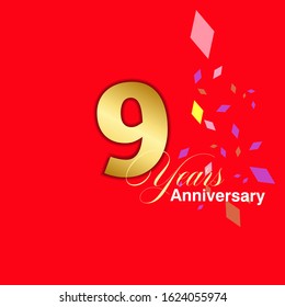 9 Year Anniversary Vector Template Design Illustration