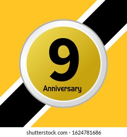 9 Year Anniversary Vector Template Design Illustration