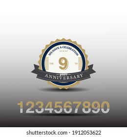 9 Year Anniversary Vector Template Design Illustration