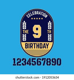 9 Year Anniversary Vector Template Design Illustration