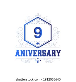 9 Year Anniversary Vector Template Design Illustration