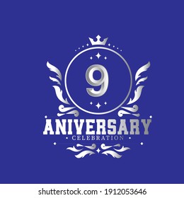 9 Year Anniversary Vector Template Design Illustration