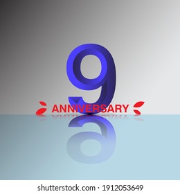 9 Year Anniversary Vector Template Design Illustration