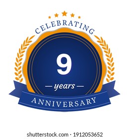 9 Year Anniversary Vector Template Design Illustration