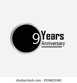 9 Year Anniversary Vector Template Design Illustration Back Circle White Background