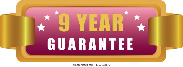 9 Year Guarantee stamp vector logo images, Guarantee vector stock photos, Guarantee vector illustration of logo