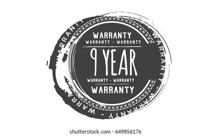 9 year warranty icon vector vintage grunge guarantee background