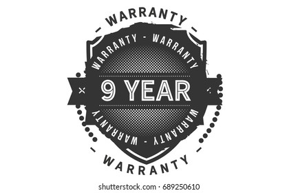 9 year warranty icon vintage rubber stamp guarantee