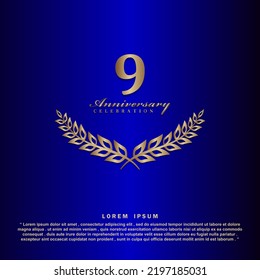 9 years anniversary celebration 3d vector template design illustration