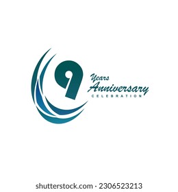 9 Years anniversary celebration 3d vector template design illustration